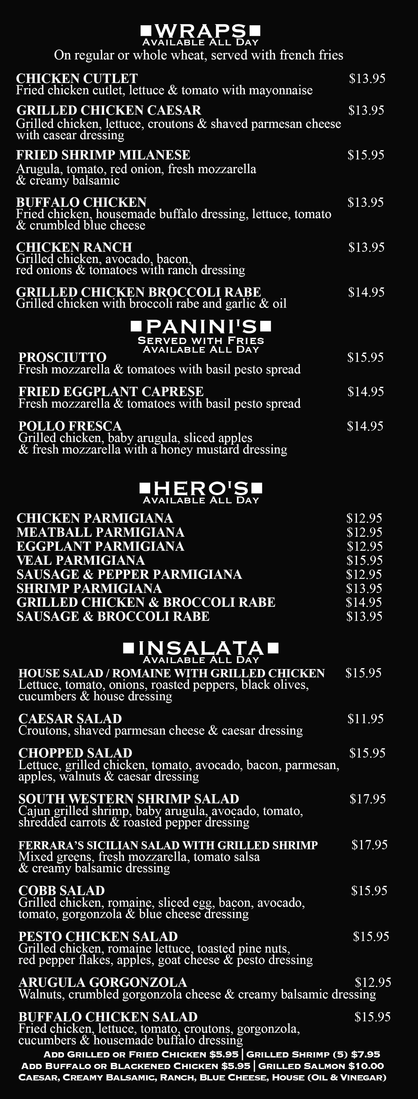 WRAPS - PANINIS - HERO AND SALADS